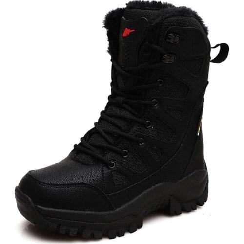 Winter Men Military Boots Special Force Tactical Desert Boots Waterproof Leather Mens Boots Plush Warm Snow Boots Work Shoesd2