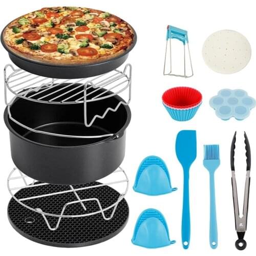 17pcs Air Fryer Accessories 7 Inch Fit for Baking Basket Pizza Plate Grill Pot Kitchen Cooking Tool for Party Bakeware Sets