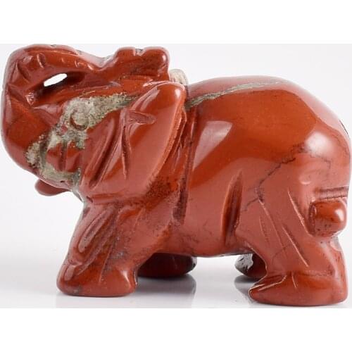 2 Inch Elephant Figurines Craft Carved Natural Stone Red Jasper Elephant Mini Animals Statue for Home Decor Chakra Healing