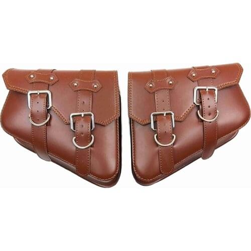 2 pcs For Harley Sportster XL 883 1200 Motorcycle Saddle Bags Pu Leather Side Tool Bag Luggage Black and Brown XL883 XL1200