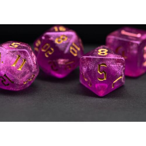 7Pcs/Set Rose Red/Gold DND Dice Set D4 D6 D8 D10 D% D12 D20 Translucent Polyhedral Dice for Role Playing Board Game D&D RPG MTG