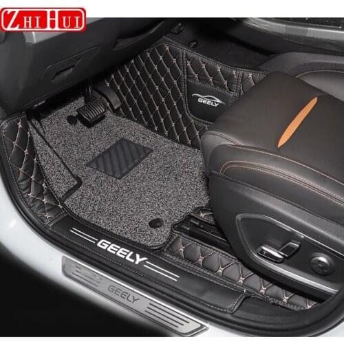 Car Floor Mats Double Layer Leather Foot Pads Interior Floorliner For Geely Tugella Xingyue FY11 2019-2021 Accessories For LHD