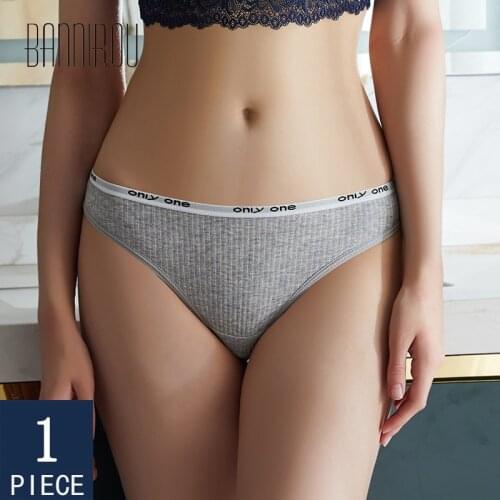 BANNIROU Cotton Womans Underwear Sports Soft Female T-back Solid Striped G-string Thongs For Woman 1 Pcs 2020 New Free Shipping