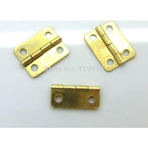 Free Shipping-50pcs Gold Plated Hardware 4 Holes DIY Box Butt Door Hinges (Not Including Screws) 16x13mm J1261