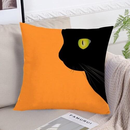 Halloween Pillowcase Cushion Cover Household Creative Cat/Pumpkin/Ghost/Bat Printing Square Throw Pillow Cover Case