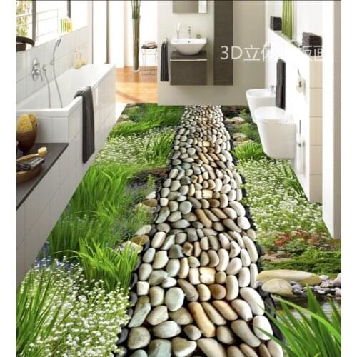 Flower and pebbles 3D floor 3D Flooring PVC Waterproof Floor Painting Mural Custom Photo 3D Wall Murals Wallpaper