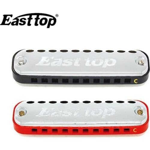 Easttop T10-1 10 Hole Blues Harmonica Diatonic Harp 10 holes Blues Oval Playing Harmonica (Key of C) Gift for Children