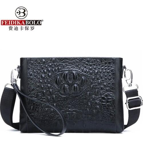 FEIDIKABOLO Crocodile Pattern Mens Clutch Bag New Fashion High Quality Multi-Function Bag Casual Wild Shoulder Messenger Bag