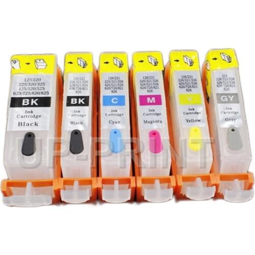 UP 12PCS/2sets PGI125 CLI126 6 colors Refillable ink Cartridges with chip compatible for Canon MG6110 MG6210 MG8110 MG8210