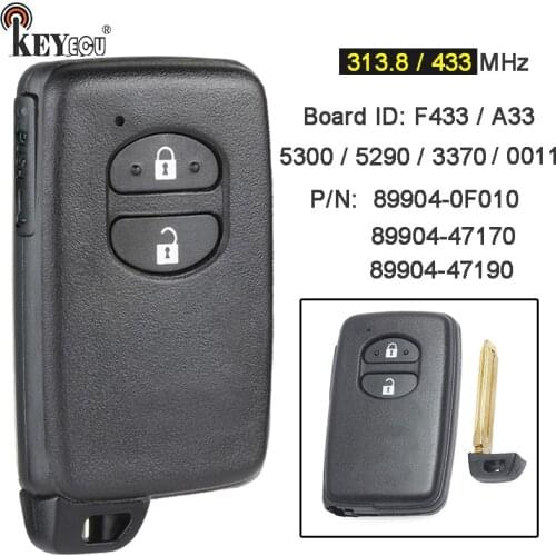 KEYECU F433 A433 271451-3370 / 5300 / 5290 Smart Card Remote Key Fob for Toyota IQ Vitz Ractis Aqua Corolla