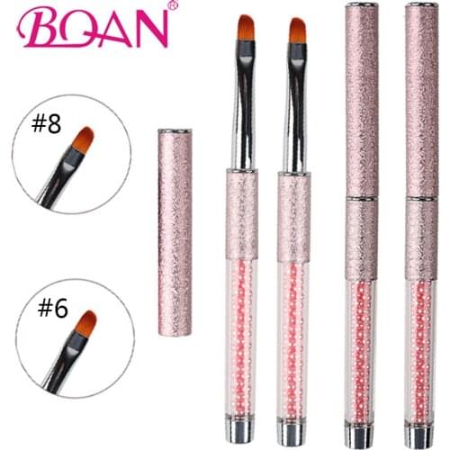 BQAN Nail Brush Oval #6#8 Brush Nail Art Pink Pearl Handle Nail Art Pen Beauty Nail UV Gel Drawing Painting Pen Manicure Tools
