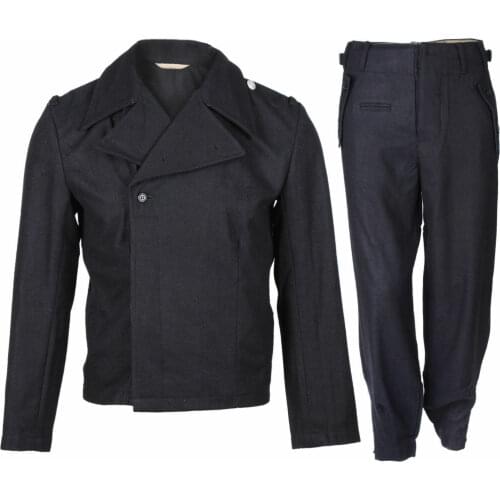 Mens WWII GERMAN ARMY ELITE PANZER BLACK WOOL RETRO JACKET & TROUSERS SET WW2 Military Uniform War Reenactments 5605101