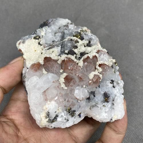 Natural red crystal and pyrite symbiosis healing crystal