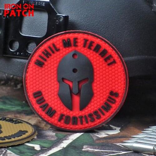 Nihil Me Terret Quam Fortissimus Patch Rubber PVC Molon Tactical Spartan STICK-O Spartacus patches for Clothes