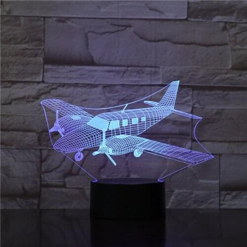 7 Colors Changing USB Baby Sleep Lighting Aircraft 3D Night Light LED Air Plane Table Lamp Bedroom Bedside Decor Kids Gifts 1783