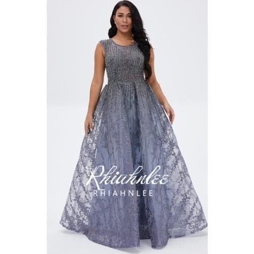 New Arrival Short Sleeve Evening Gowns Long A Line Beaded Diamont O Neck Crystal Evening Dresses In Stock