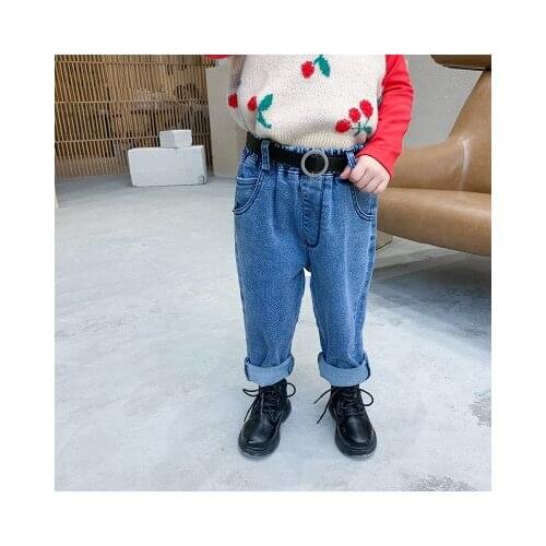 2020 Autumn Korean Style New Baby Girl Jeans Childrens Fashion Denim Pants Kids Cowboy Casual Pants Toddler Girls Trousers Jean