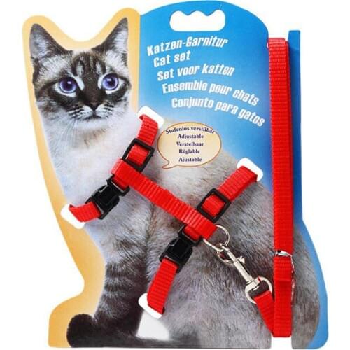 Pet Cat Collar Harness And Leash Adjustable Nylon Pet Traction Dog Kitten Halter Collar Cats Products For Cat Pet Harness Collar