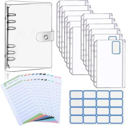 A6 PVC Binder Waterproof 6-ring Binder Notebook Cash Budget Loose-leaf Hand Book Binder Photocard Sleeves
