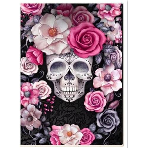 Full Square/Round Drill 5D DIY Diamond Painting Skeleton rose Embroidery Cross Stitch 5D Home Decor Gif