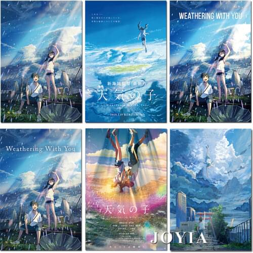 Manga Film Poster Anime Weather Child Movie Prints Weathering With You Wall Art Picture Cartoon Love Silk Painting 50x75 60x90cm
