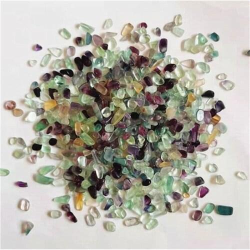 Natural Rainbow Fluorite Quartz Crystal Chips Healing Gravel Tumbled Stone for Decoration
