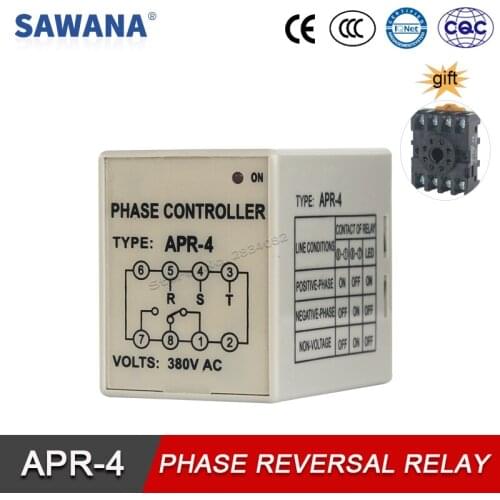 Phase Reversal Relay REV Preventing Relay 10A Phase Controller APR-4 APR-3 AC380V 220v Protection Relay 8 pin Base Relay