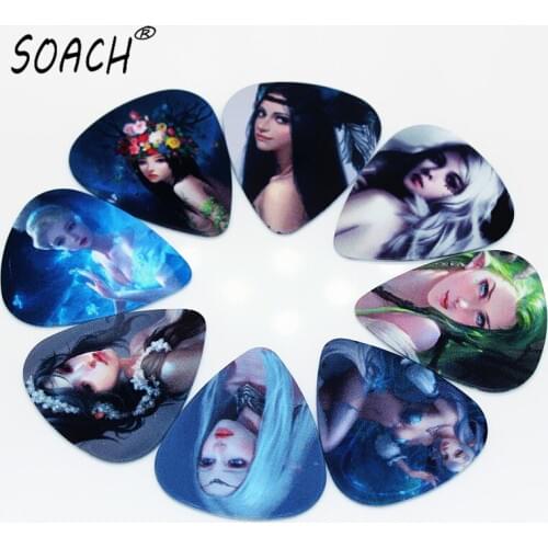 SOACH 50PCS 0.71mm high quality guitar picks two side pick earrings DIY Mix picks guitar paddle Guitar Accessories ukulele bass
