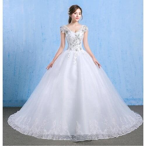 Train Wedding Dress New Diamond Lace Up Ball Gowns Bridal Dresses Luxury Plus Size Long Trail Wedding Dresses