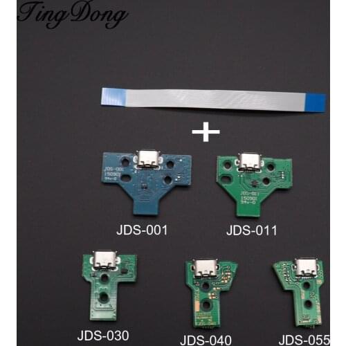 For Dualshock 4 PS4 Pro Slim Controller Charging Socket Port Circuit Board JDS 030 040 050 with 12 14 Pin Power Flex Cable