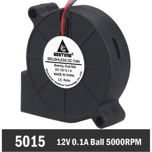 50PCS Gdstime 5015 Ball Bearing 2Pin 12V Fan Blower Computer Cooler Centrifugal Cooling Fan 50mm x 15mm