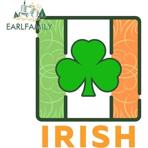 EARLFAMILY 13cm x 10.3cm for Ireland Shamrock Funny Car Stickers Motorcycle Windshield Decal Waterproof Scratch-Proof Decoration
