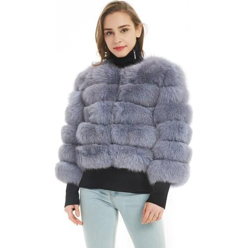 Maomaokong real fox fur Winter natural fur Fashion short Slim jacket Luxury leather jacket Womens jacket