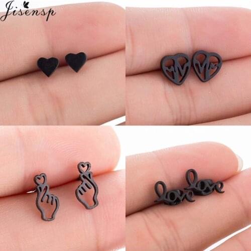 Jisensp Romantic Peach Heart Stainless Steel Earrings for Women Girls Simple Love Stud Earrings Fashion Jewelry Gift bijoux