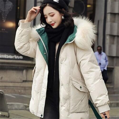 Hooded Winter Jacket Women White Duck Down Thick Parkas Warm Snow Coat