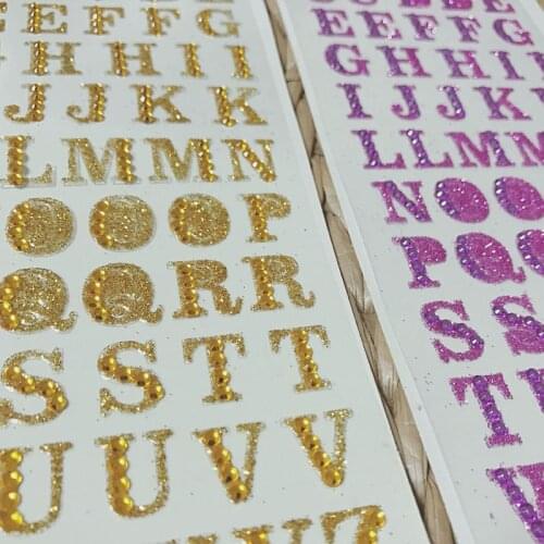 1 sheet Glitter Alphabet Rhinestone Self Adhesive Scrapbooking Stickers Craft Accessories DIY PC Phone Decor Letters Sticker