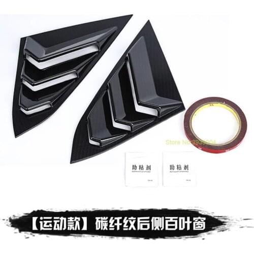 For Honda Civic 2016 Sport 2PC Car Rear Window Side Vent Trim Louvers Cover Trim Carbon Fiber ABS Chrome Car Styling Accessories