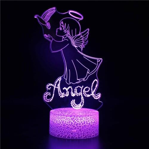 3d Lamp Illusion Night Lights Angel Table Lamp Creative Christian Home Decor Bedside Light Holiday Gifts for Birthday Present