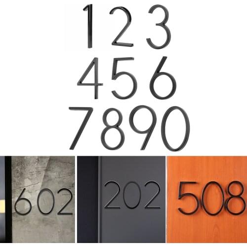 5 Inch House Number Stainless Steel Black Metal Modern House Floating Sign Home Door Plates with Nail Kit Outdoor Address