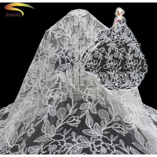 African special design with white color bridal lace embroidery materials