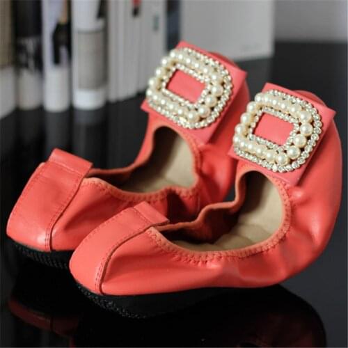 Women Flats Ballet Shoes Breathable Round Toe Moccasin Solid Soft Flat Ballerina Shallow Mouth Pearl Loafers Shoes Woman Size 43