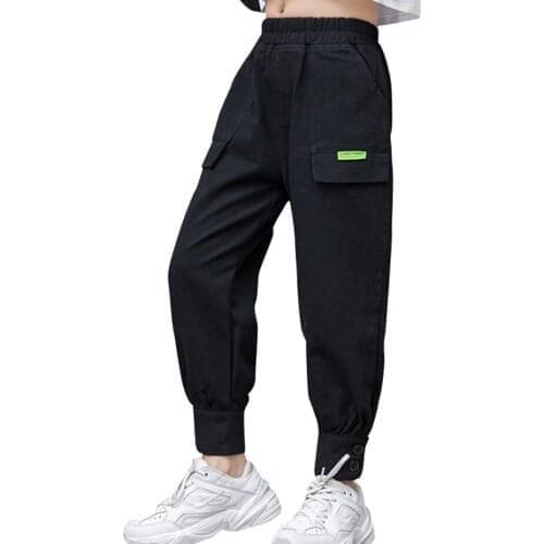 Girls Cargo Pants Fashion Kids Clothes Girls Spring Autumn Trousers Solid Streetwear Pants Children Solid Pocket Pants