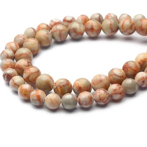 Natural Stone Beads Frosted Red Network Stone Round Loose Beads for Jewelry Making Needlework Bracelet DIY 4-12 MM Natural Ston