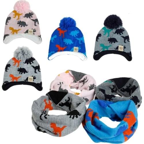 Children Hat Fleece Baby Winter Ear Protection Warm Hat Scarf Two Sets of Boys and Girls Scarf Fashion Beanies Cap