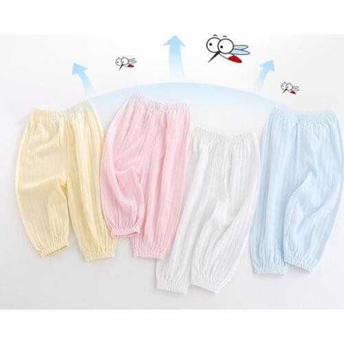Newborn Cotton Childrens Anti-mosquito Pants Bloomers Thin Solid Soft Baby Pants Girls Boys Summer Baby For 0-3 Years