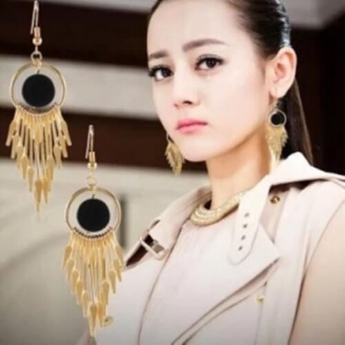 Exquisite creative black tassel earrings Exquisite Korean tassel fringe earrings jewelry