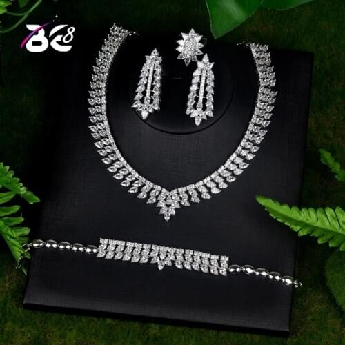 Be 8 New Luxury Cubic Zirconia Turkish Jewelry Sets for Bride 4PCS Earrings Necklace Pendientes Mujer Moda Jewelry S088