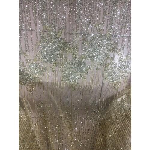 5yard/lot african glitter lace fabric YG-311 embroidered tulle lace with glued glitter for party dress