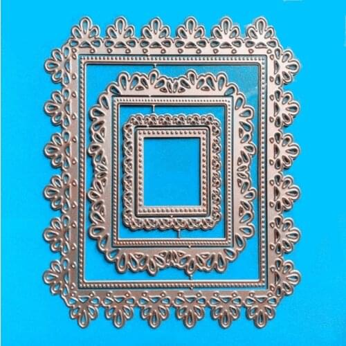 YINISE SCRAPBOOK Metal Cutting Dies For Scrapbooking Stencils LACE RECTANGLE FRAME DIYPAPER Album Cards Making Embossing Die CUT