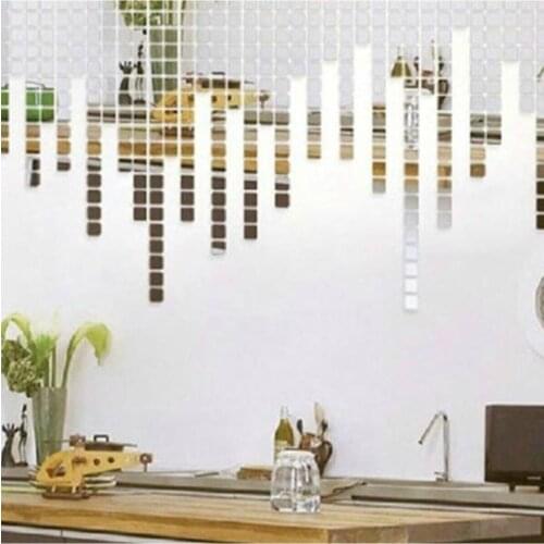 Mosaic Decorative Plexi Mirror 100 Pieces 2*2 Cm 3D Wall Stickers Restaurant Hallway Floor Personality Paste Living Room Sticker